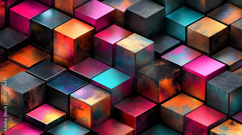 Fototapeta premium Abstract Metallic Cube Pattern Background