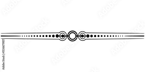 Minimalist stylish and modern line divider with dots and circular patterns, isolated vector separator for text, for postcards and typography, transparent background  
