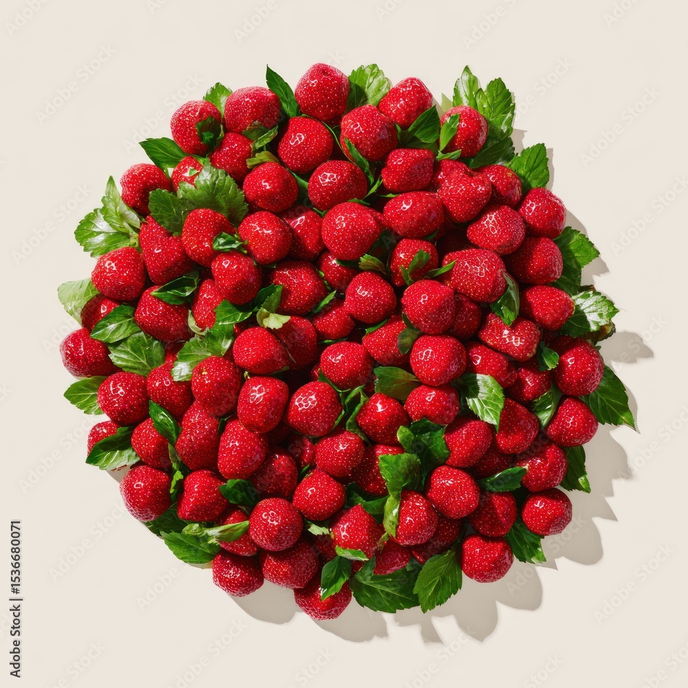 Artistic Arrangement of Fresh Strawberries with Green Leaves, Still Life Photography Capturing the Essence of Fruit Vitality and Aesthetics Artistic Arrangement of Fresh Strawberries with Green Leaves, Still Life Photography Capturing the Essence of Fruit Vitality and Aesthetics