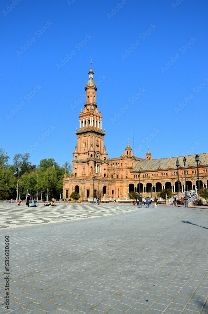 Fototapeta premium Seville, Spain 03.23.2019: Plaza de Espana of Sevilla 