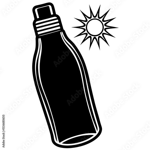 Silhouette of a Red Sunscreen Bottle on White Background – Sun Protection Container, Summer Skincare Concept, Cosmetic Packaging, Minimalist Design, Isolated Object, SPF Product Icon
Silhouette of a R