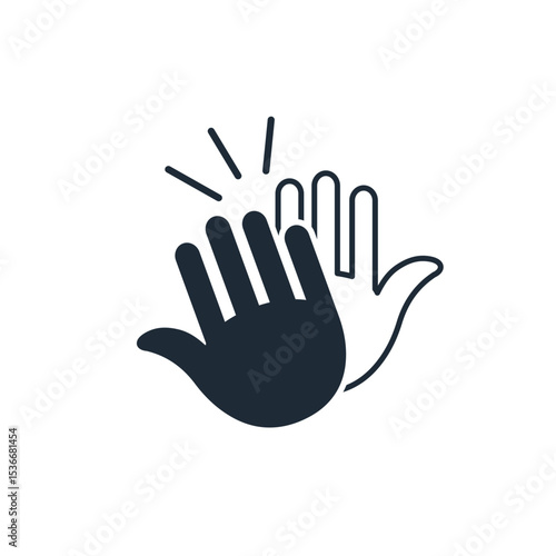 Thunderous applause, ovations. Human clapping hands with clap sound.Vector linear icon illustration isolated on white background.