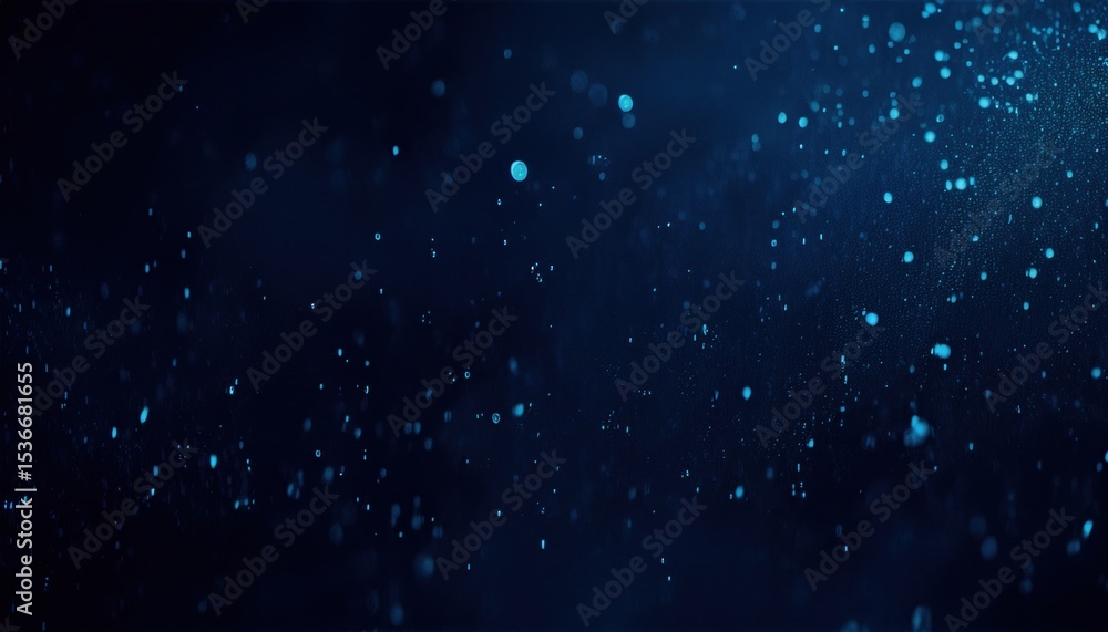 Fototapeta premium dark blue underwater particles floating in motion blur with glowing bokeh effect and dreamy depth for website background, print poster, or branding texture