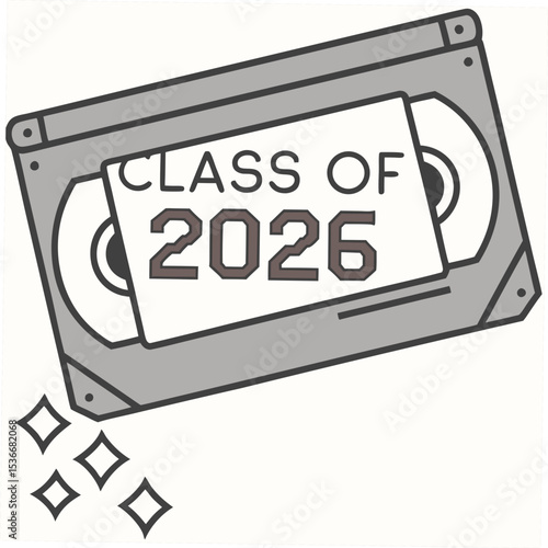 Class of 2026 vhs tape graduation design element