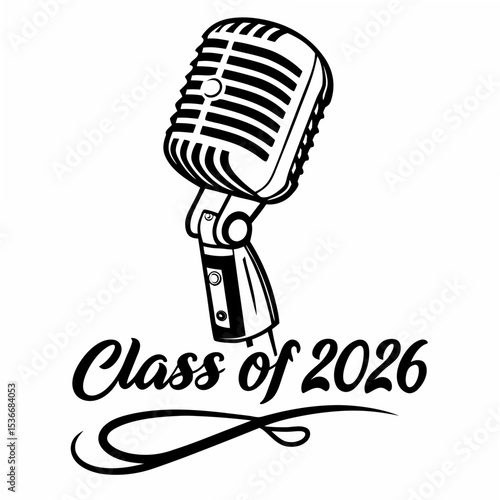 Class of 2026 retro microphone design element