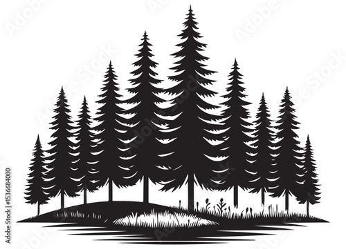 Pine Tree Forest Silhouette Illustration for Nature Themed Designs