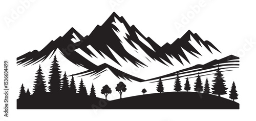 Majestic Mountain Landscape Silhouette For Adventure Outdoor Scenery Scene