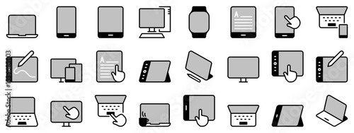 Icons in two tones about personal devices
