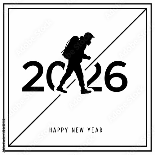 2026 new year traveler silhouette design element