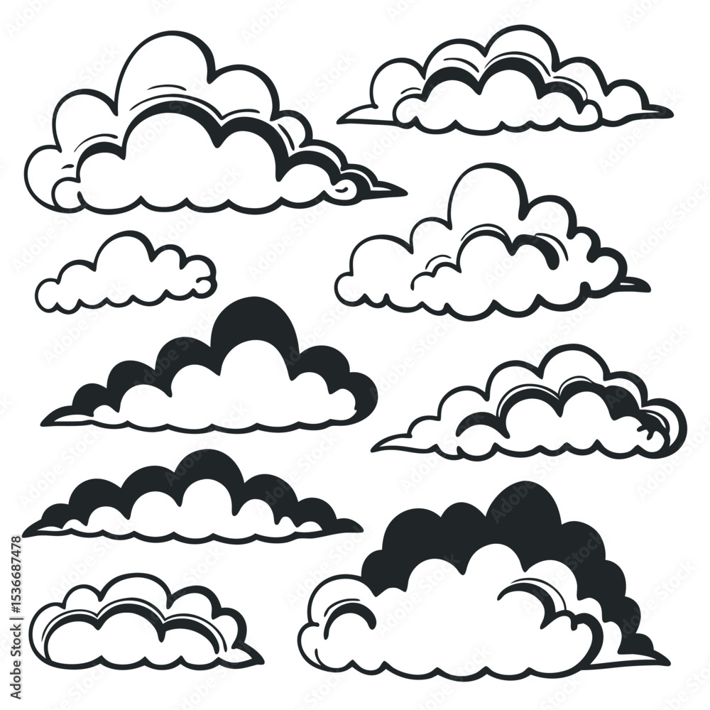Fototapeta premium Collection of Cloud Illustrations Vector Graphic Design