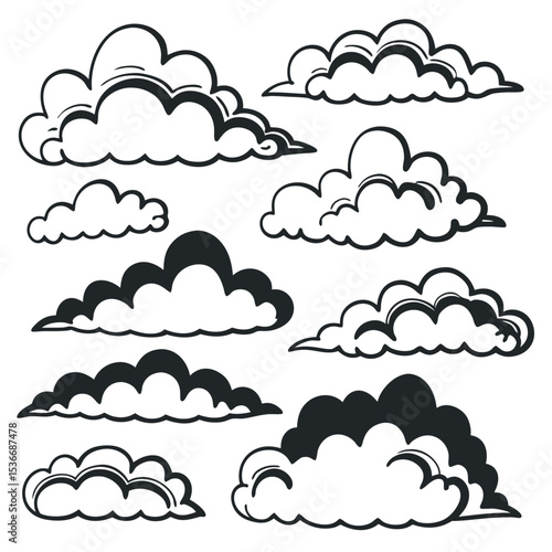 Collection of Cloud Illustrations Vector Graphic Design