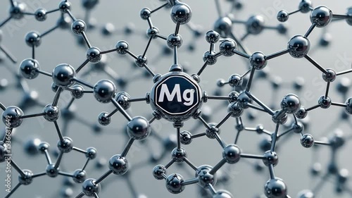 Magnesium and nutrition concept ,Magnesium Atom and Molecule Structure Exploring Chemical Bonds in Science and Chemistry