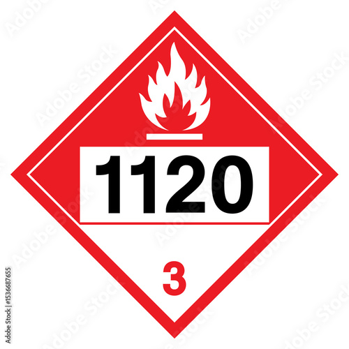 Butanols NOS UN1120 Symbol Sign, Vector Illustration, Isolate On White Background, Label.EPS10