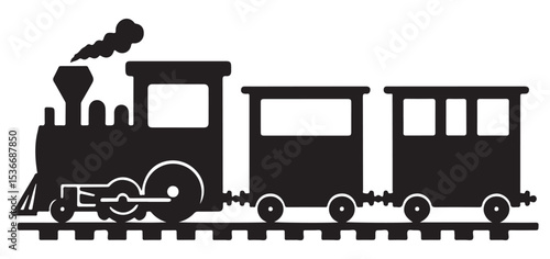 Vector silhouette illustration of a steam engine train traveling railway