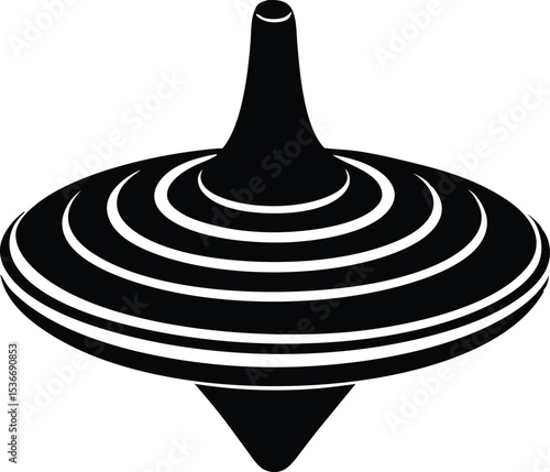  spinning top toy silhouette vector