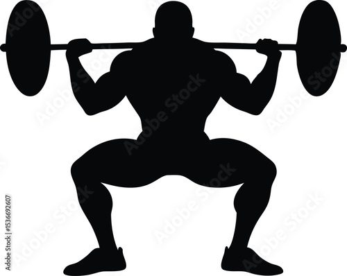  weightlifter doing squat exercise vector silhouette