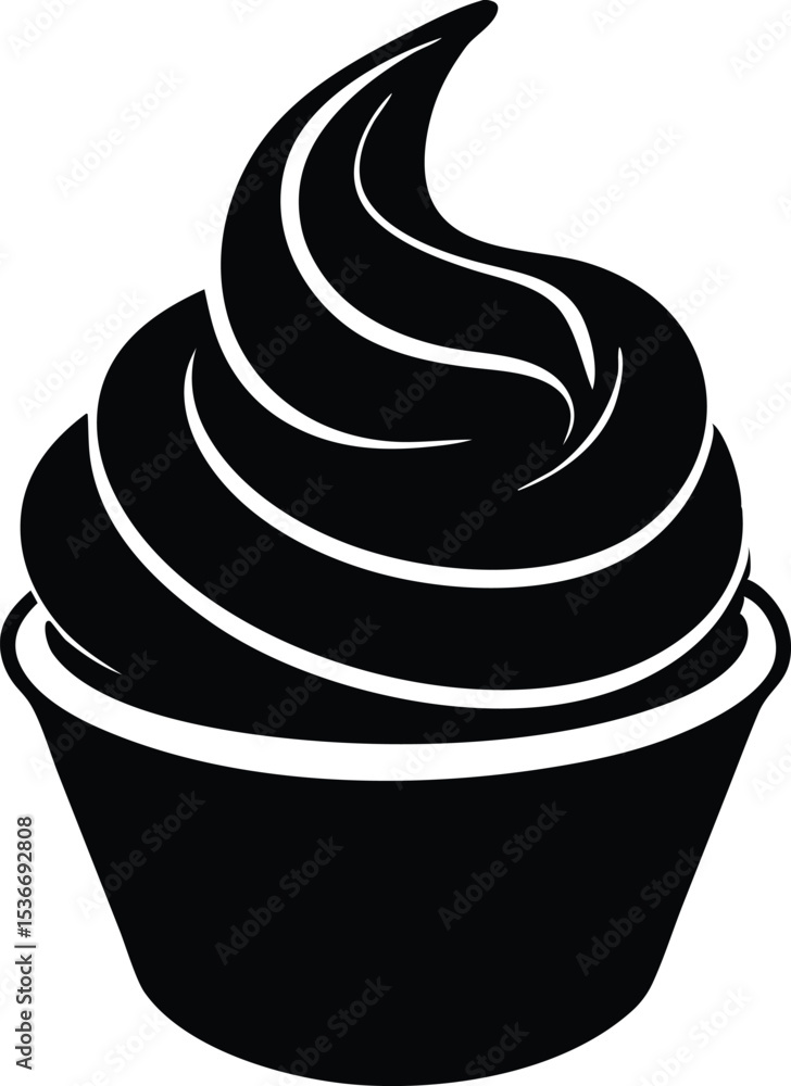 whipped cream swirl on coffee silhouette vector whipped cream swirl on coffee silhouette vector