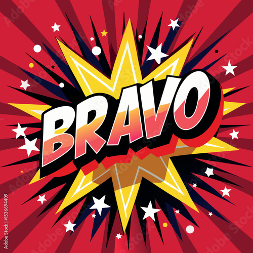 Comic Book Style Explosion Graphic with Bravo Text	