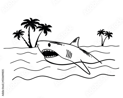 Blue Shark Swimming in Ocean Illustration Design