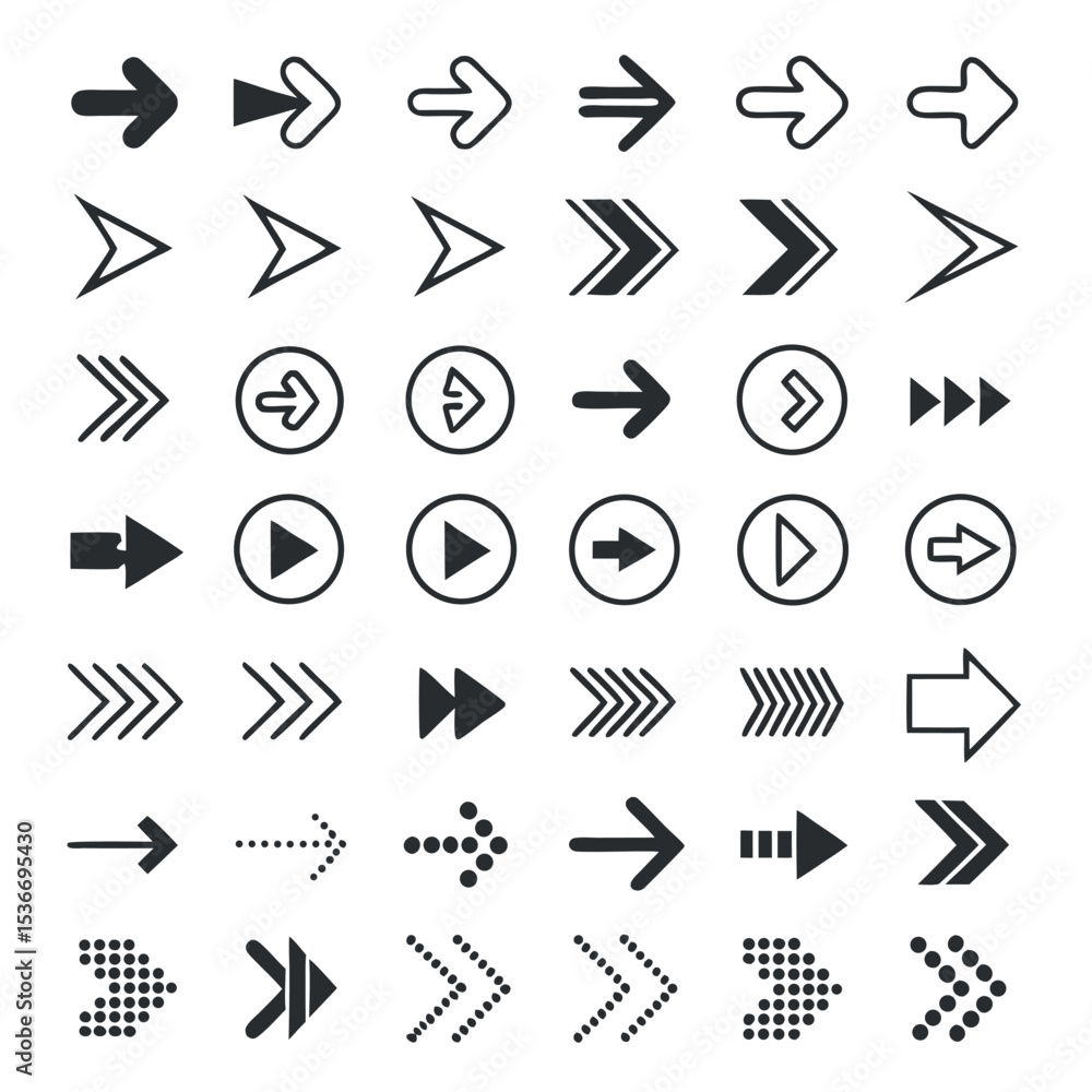 Set of Black Arrow Icons Set of Black Arrow Icons