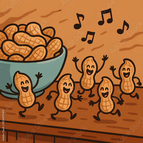 Nuts dancing and having a party