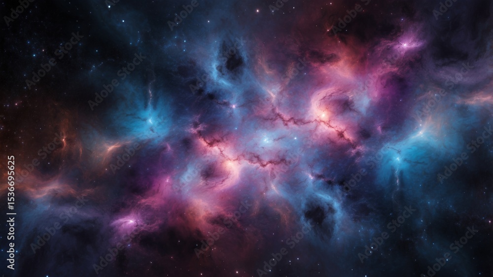 Vibrant nebula showcasing a breathtaking display of colors and cosmic structures. Vibrant nebula showcasing a breathtaking display of colors and cosmic structures.