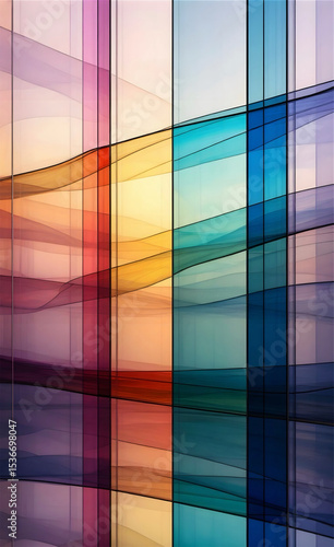 Vibrant Pastel Abstract with Stained Glass Overlap