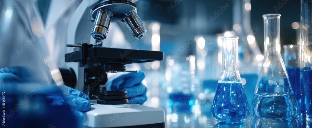 The microscope used for advanced laboratory research and chemical analysis. The microscope used for advanced laboratory research and chemical analysis.