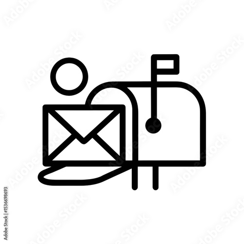 Mailbox Icon with Envelope Outline – Email, Post, Mail Delivery Symbol