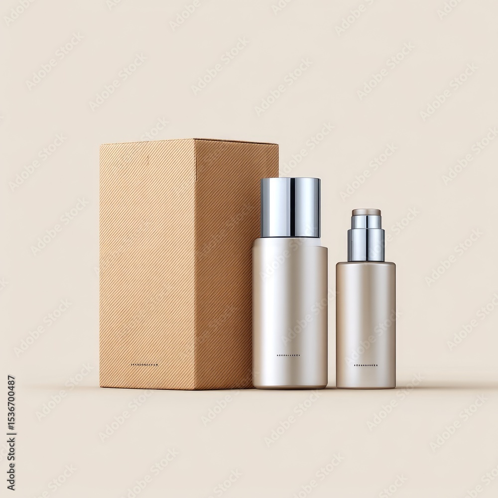 Beige Skincare Products with Kraft Paper Packaging Beige Skincare Products with Kraft Paper Packaging
