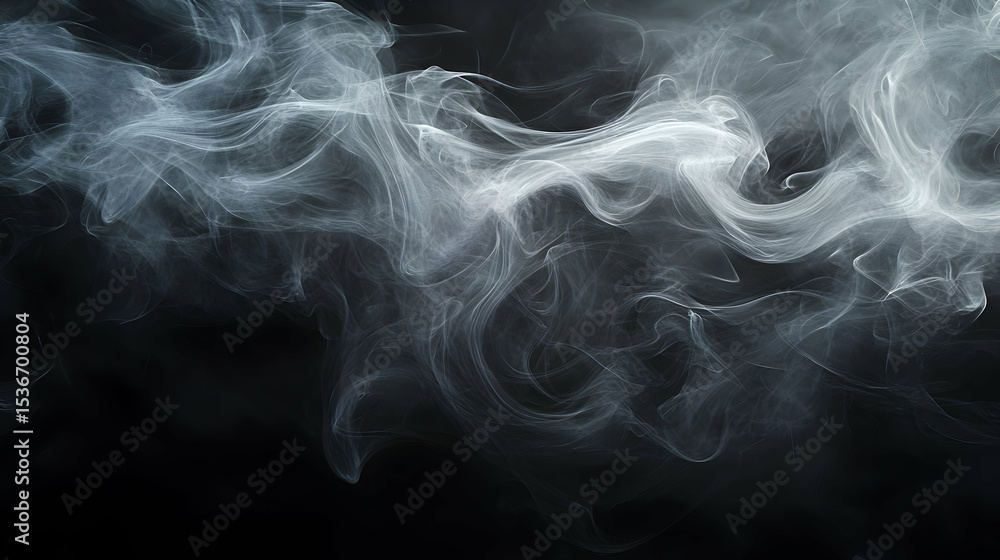 Fototapeta premium White Smoke Abstract Art Dark Background Swirling Vapor