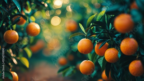 vibrant oranges hanging from a tree branch, showcasing the beauty of nature