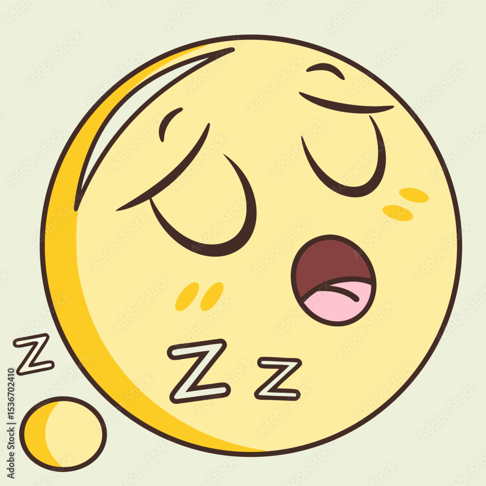 Fototapeta premium Sleepy face emoji with closed eyes and zzz