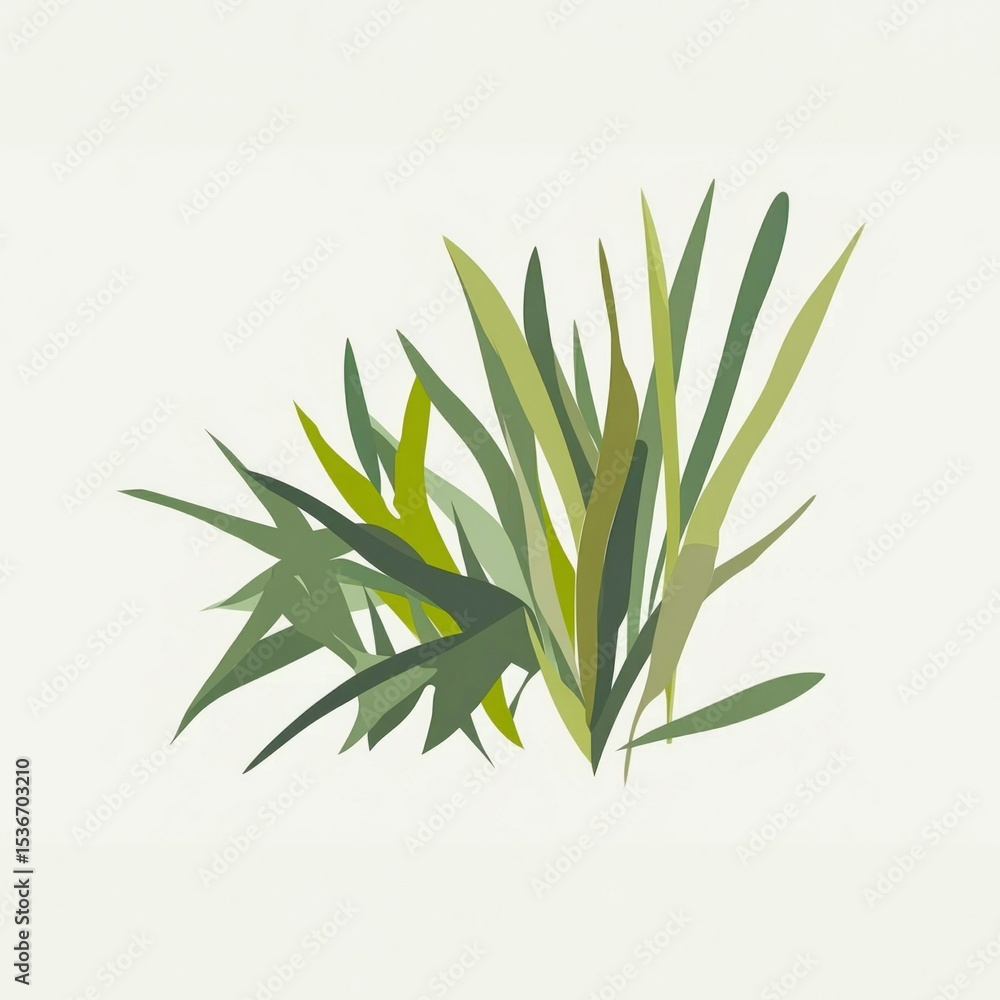 Obraz premium Clump of green grass art illustration design.