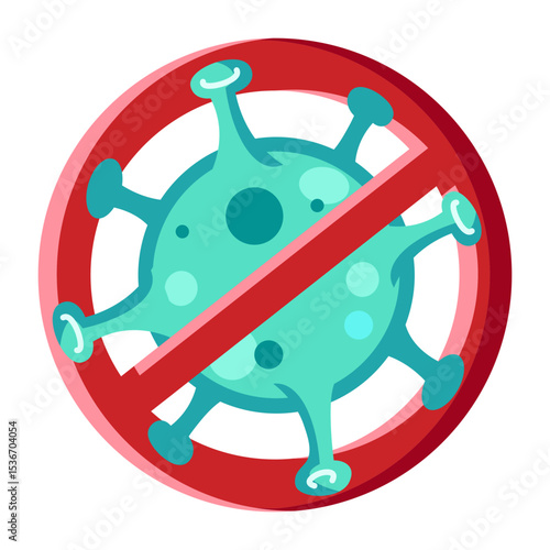 Made in the UK Corona virus inside a no symbol vector icon flat style.