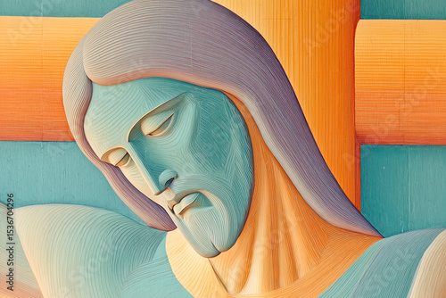 Jesus Christ abstract art figure crucifixion resurrection hope salvation faith Christian