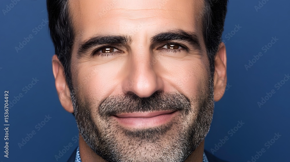 Obraz premium Closeup Portrait of a Smiling Man with Graying Beard