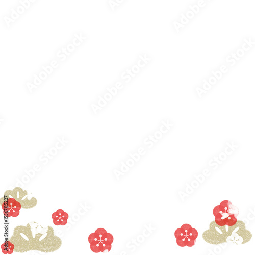 梅の花と松の和風フレーム