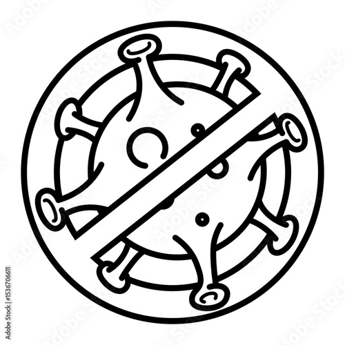 Made in the UK Corona virus inside a no symbol vector icon outline style.
