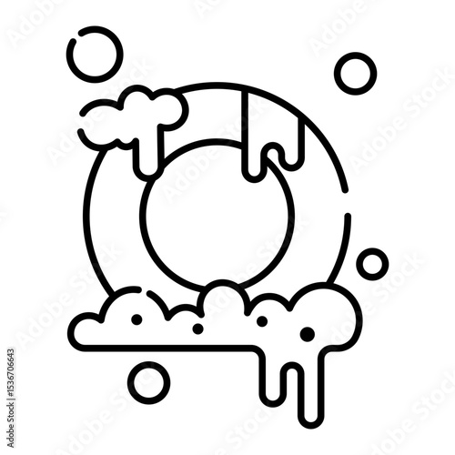 Made in the UK  Plate with soap suds around it vector icon outline style.