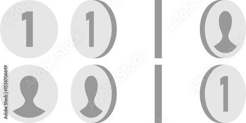 Basic 8-frame Rotating Silver Coin Sprite Sheet for Sprite Animation in Games and App UI. Vector Image.