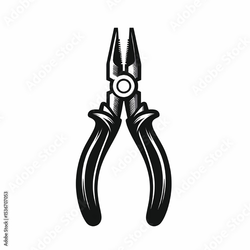 Electric work pliers tool silhouette vector illustration isolated on a white background