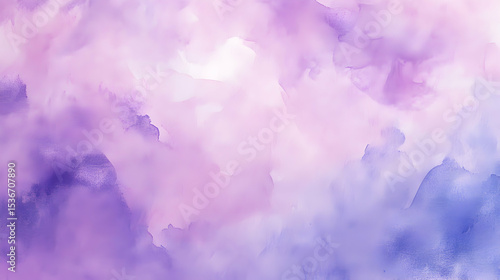 Abstract Purple and Lavender Watercolor Sky Dreamy Cloudscape,