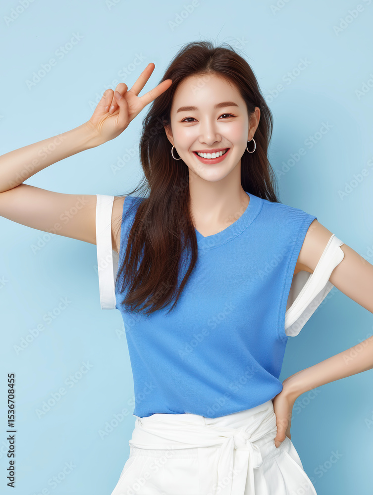 Fototapeta premium 치어리더 여성과 즐거운 건강생활