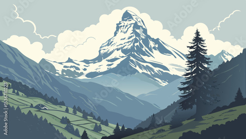 Stunning vista of Europe Mount and surrounding mountains showcases nature beauty