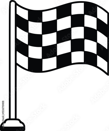 Checkered racing flag illustration for finish line, competition, and success concepts

