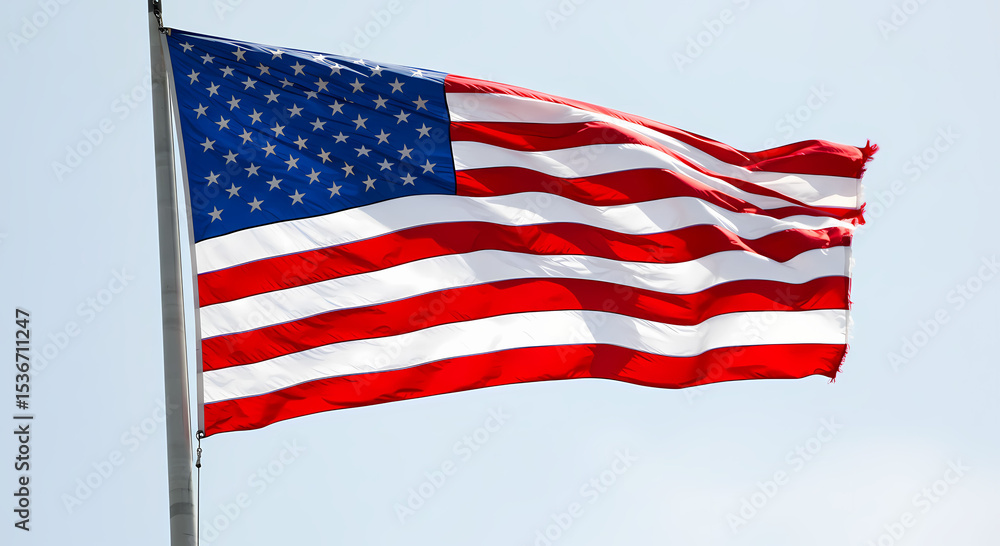 American Flag Waving in the Clear Sky American Flag Waving in the Clear Sky