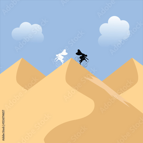 cycling on a desert vector design clean and unique latest illustration
