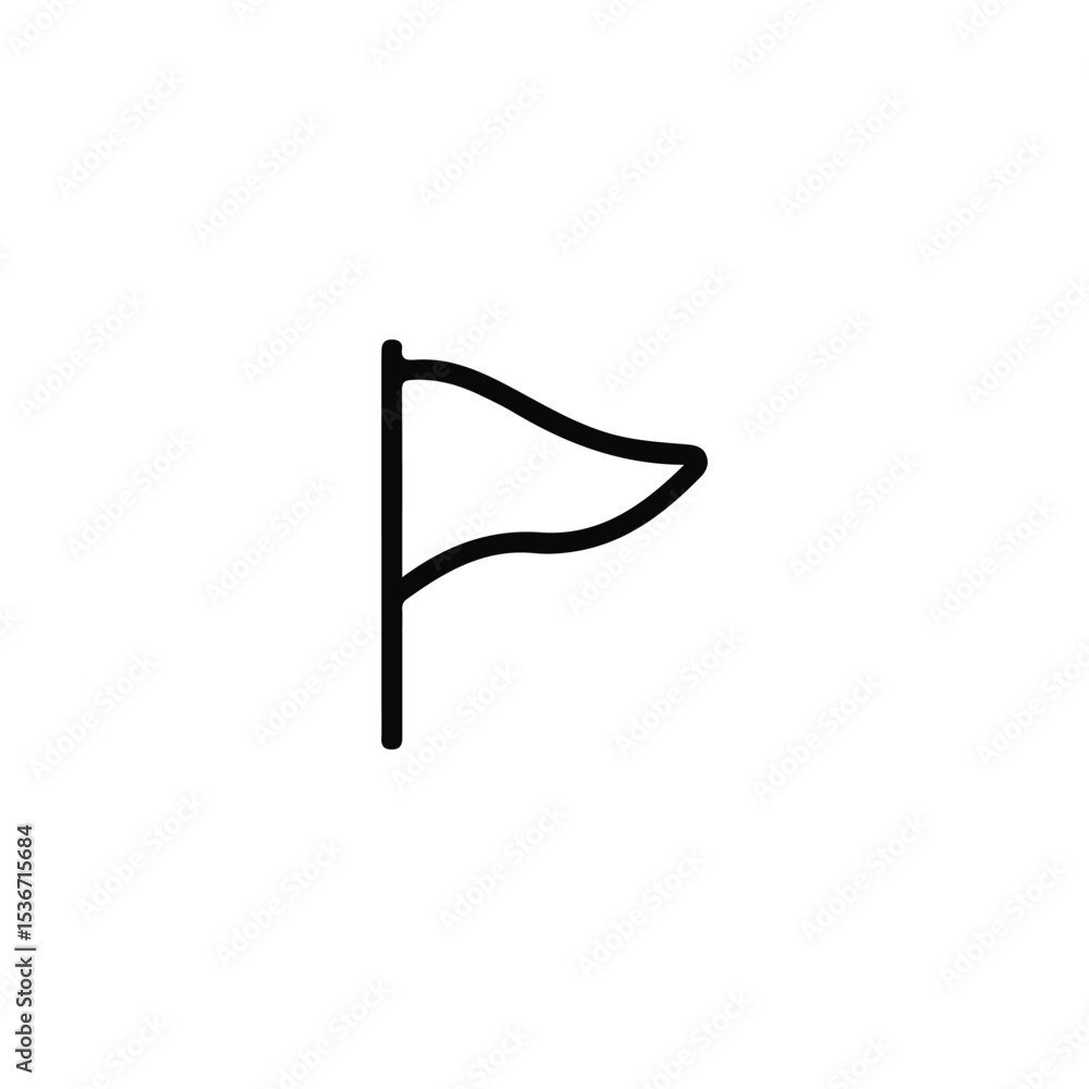 Fototapeta premium Flag Line Icons Set – Minimal Outline Symbols of Flags, Markers, and Signals