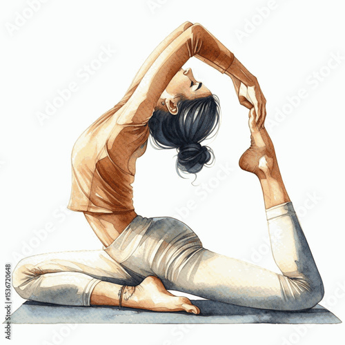 Painted Prana Yoga Asanas isolated watercolor vector illustration svg